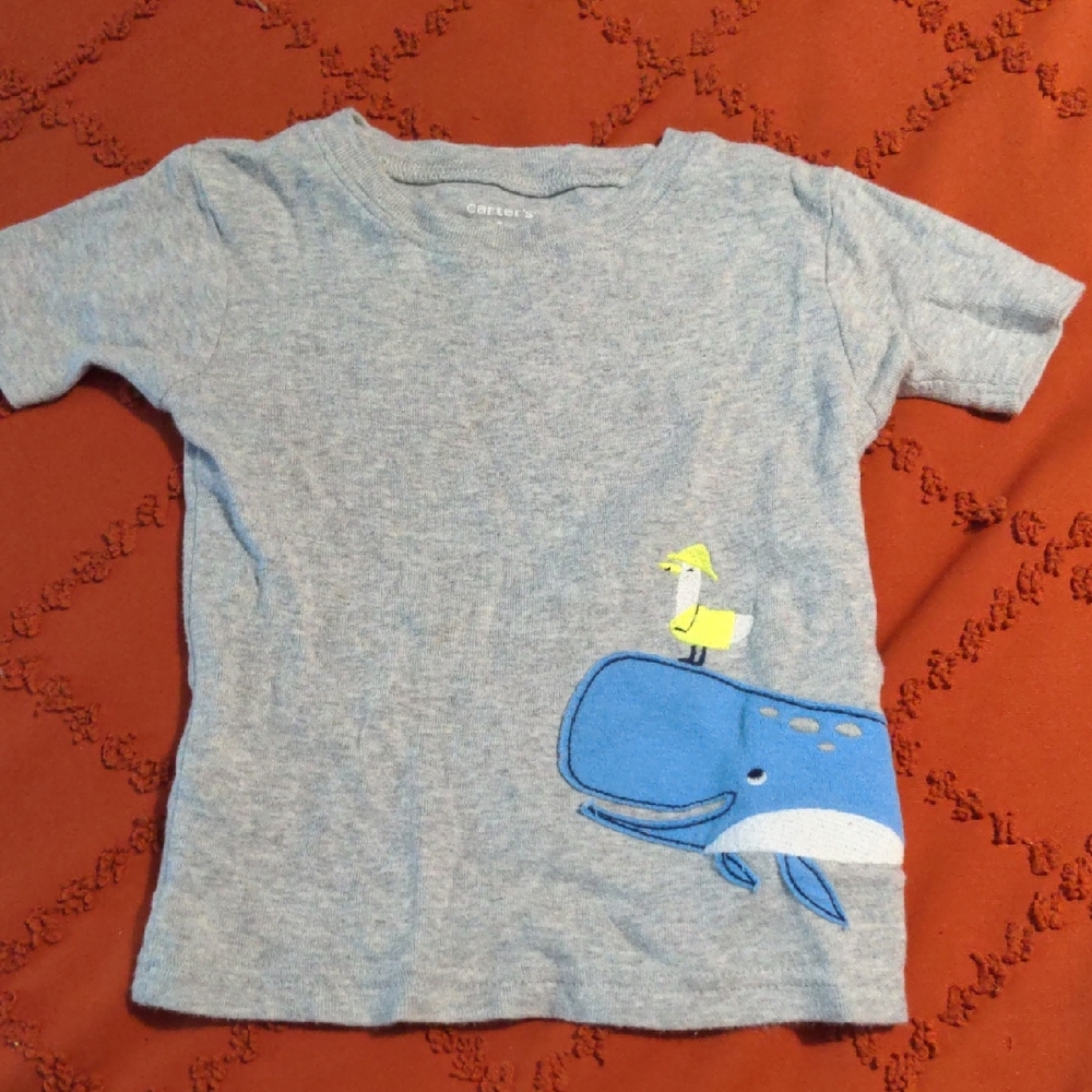 Carter's Gray and Blue Whale Tee Short Sleeve